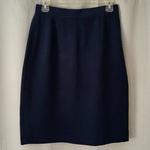 Dué Per Dué Silk Navy Blue Midi Skirt
